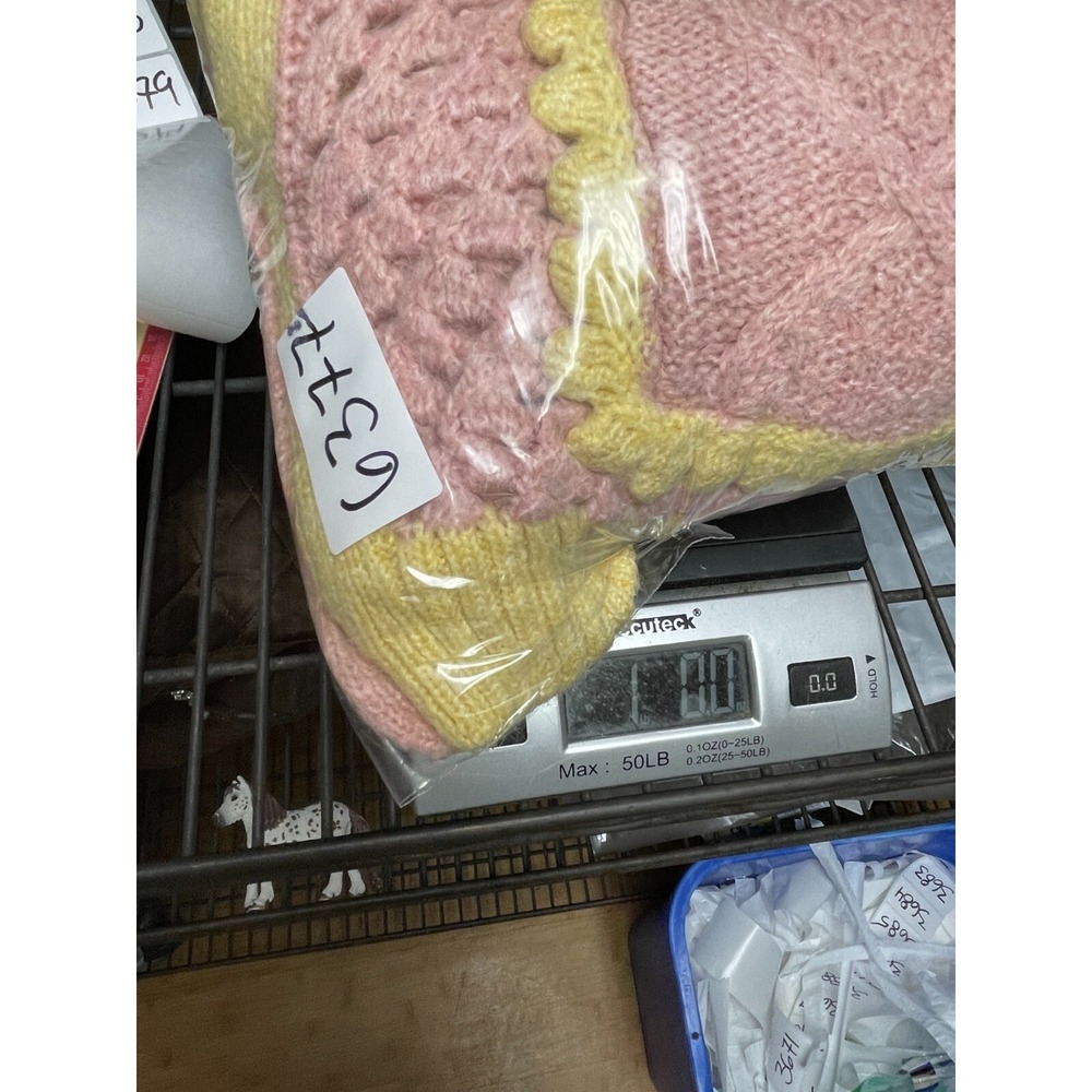 Zara Womens Cropped Chunky Knit Button Cardigan pink yellow medium - Picture 8 of 8